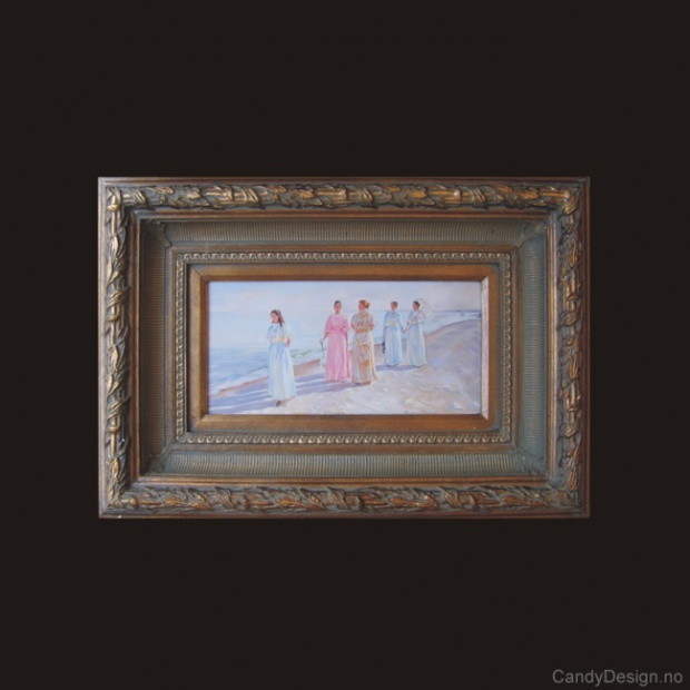 Oljemaleri  A Walk on the Beach