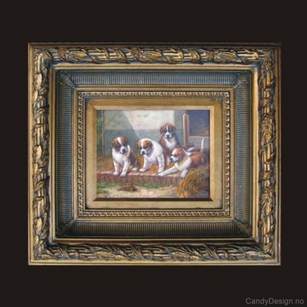 Oljemaleri  Dogs and Turtle