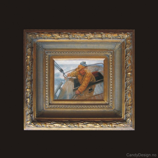 Oljemaleri  Sjømann ved roret