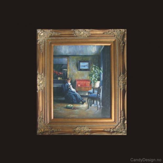 Oljemaleri  Blått interiør