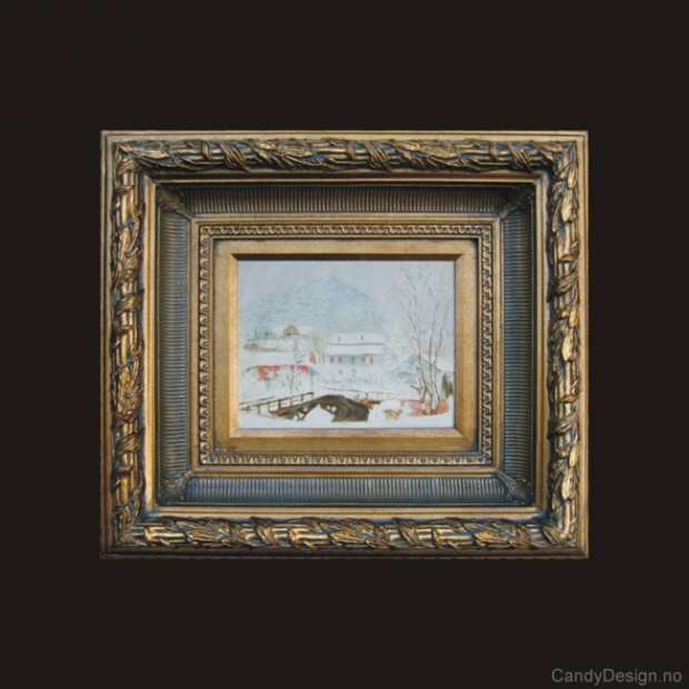 Oljemaleri  Sandviken Village in the Snow