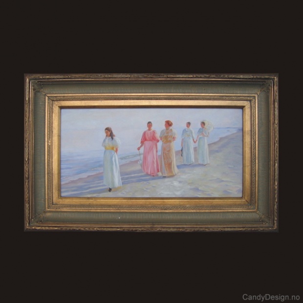 Oljemaleri  A Walk on the Beach