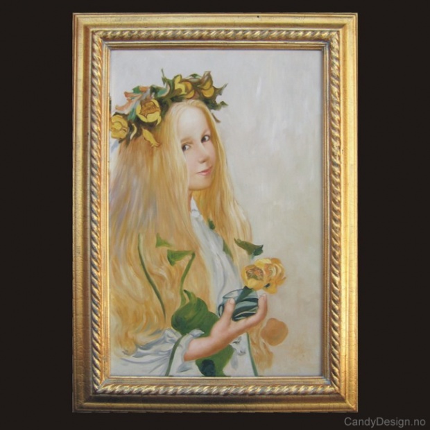 Oljemaleri  Susanna med ballblommor