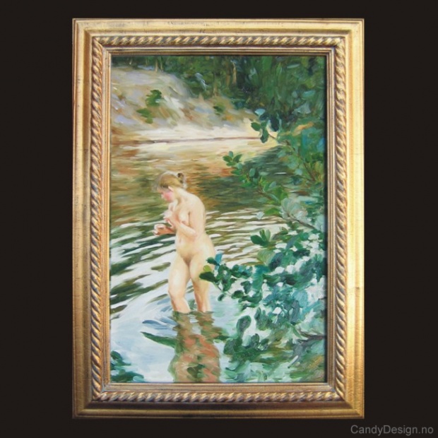 Oljemaleri  Bare Lady in Water