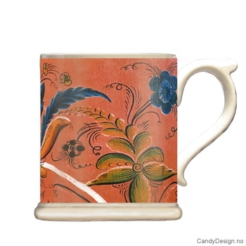 Krus med motiv - Antique orange rosemaling
