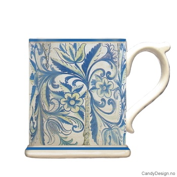 Krus med motiv - Antique blå/hvit rosemaling