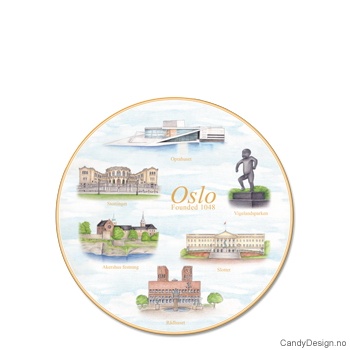 Lite suvenir fat med Oslo motiv