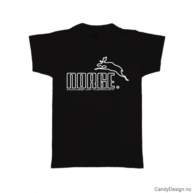 XL- Herre classic T-skjorte sort med hvitt Norge med elg trykk