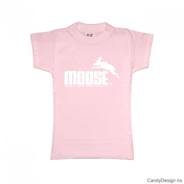 L - Dame classic T-skjorte rosa med hvitt Moose med elg trykk