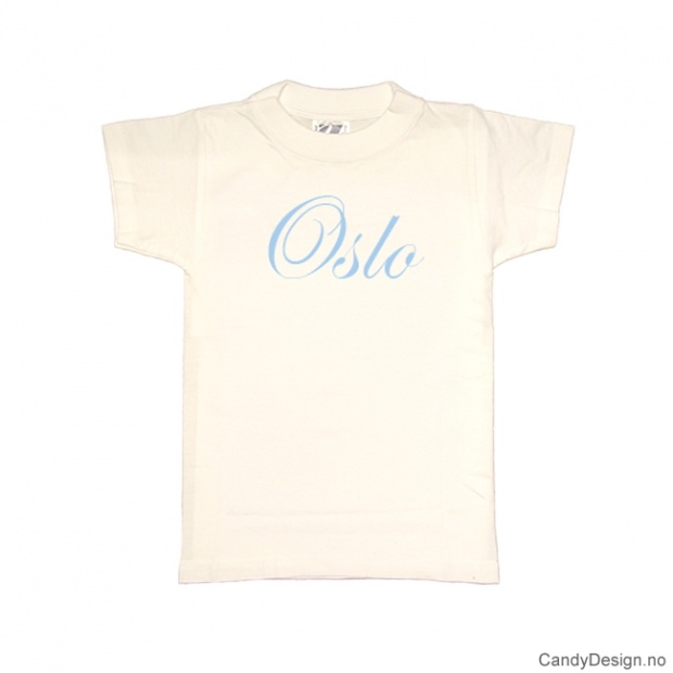 XL - Ladies Classic T-shirt Oslo white w/light blue print