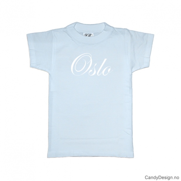 M - Ladies Classic T-shirt Oslo light blue w/white print