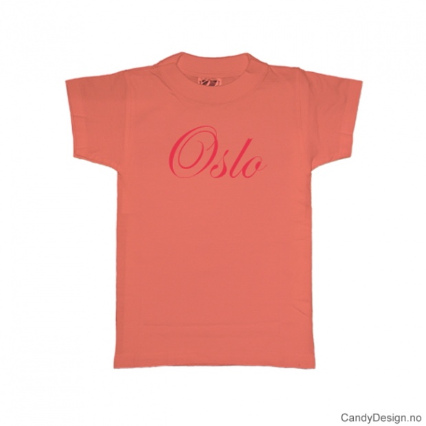 L - Ladies Classic T-.shirt Oslo peach with red print