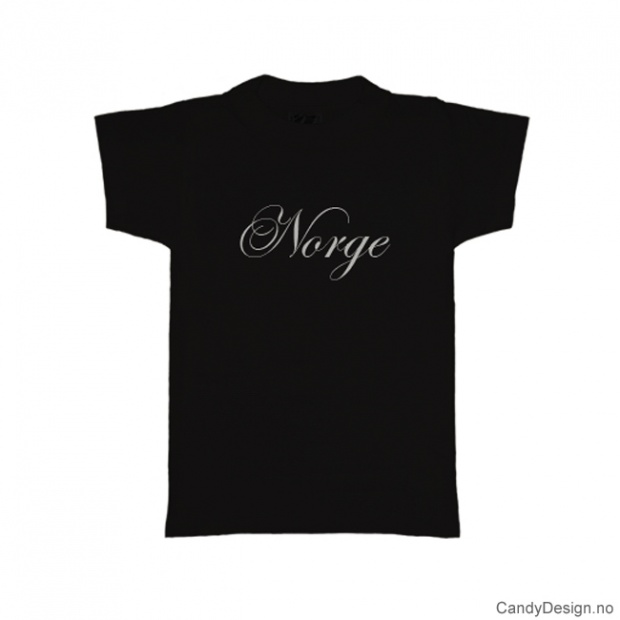 M - Dame T-skjorte Norge sort med hvitt trykk