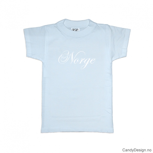 XS - Dame T-skjorte Norge lys blå med hvitt trykk
