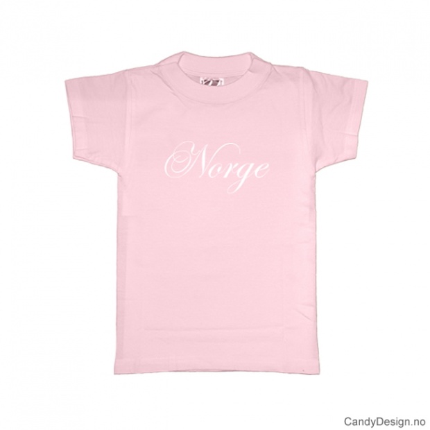 XL - Dame T-skjorte Norge rosa med hvitt trykk