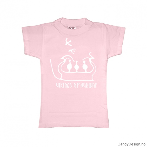 XS- Dame Classic T-skjorte lys rosa med hvitt trykk - Vikings of Norway
