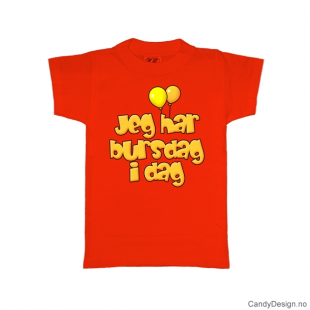 1-2 år - Barn T-skjorte - Jeg har bursdag i dag - rød