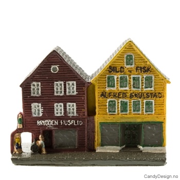 Bryggen i Bergen hus suvenir dobbel