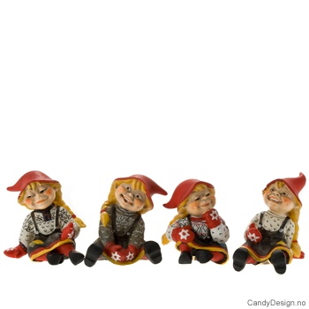 Sittende nissekoner assortert