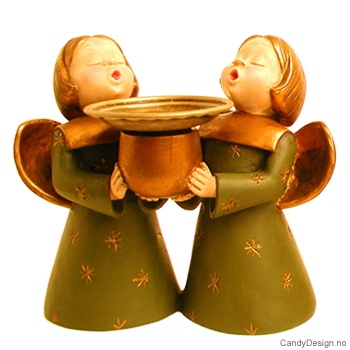 To engler med lysholder - Mosegrønn