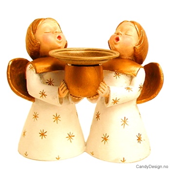 To engler med lysholder - Hvit