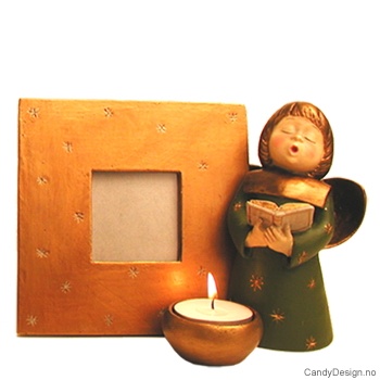 Medium mosegrønn Engel med gullramme