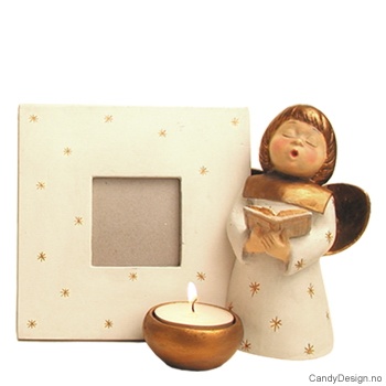 Medium hvit Engel med samme farge på engel og ramme