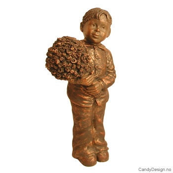 Gutt med blomster - Bronse