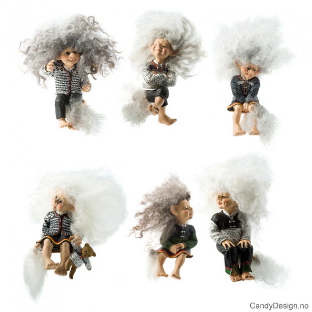 Kantsittende troll med genser assortert