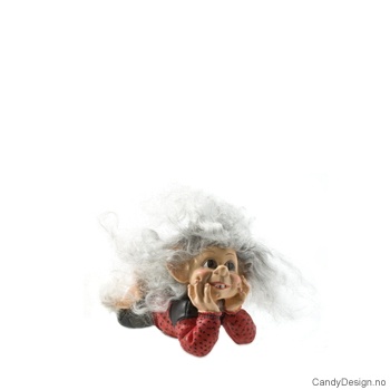 Liggende trolljente i rød genser