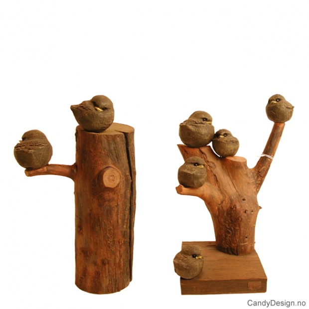 Trær med fugler assortert