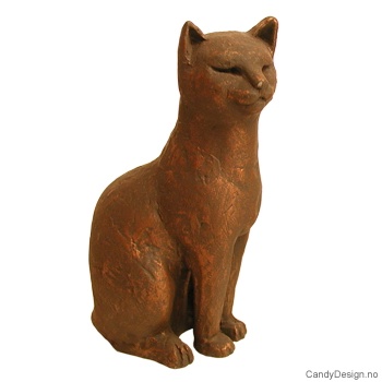 Katt skulptur med bronse finish