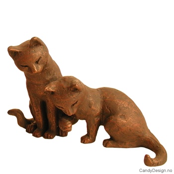 Katt skulptur med bronse finish