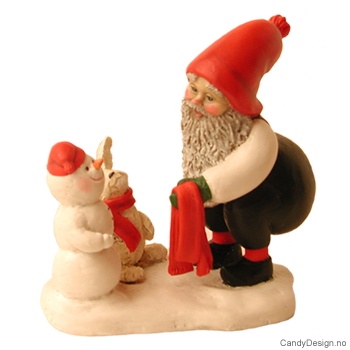 Julenisse med snømann