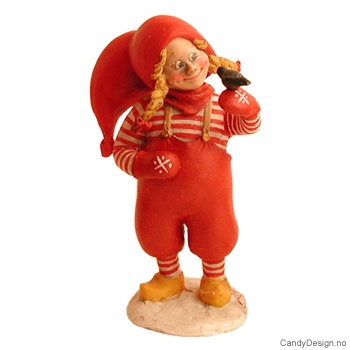 Danske nisser stående  Stående nissepike med dompapp