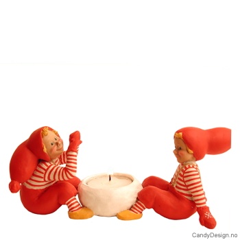 Doble danske nisser med telys - To gutter