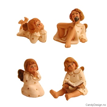 Sittende og liggende små engler - Offwhite