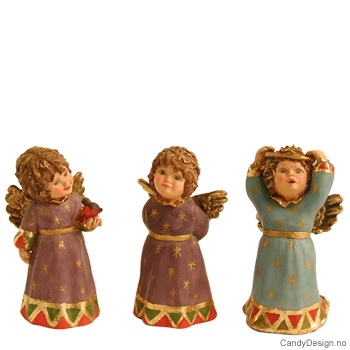 3 Små engler med ring, fugl m.m.