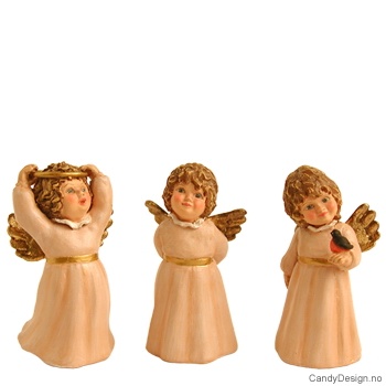 3 Små engler med ring, fugl m.m.