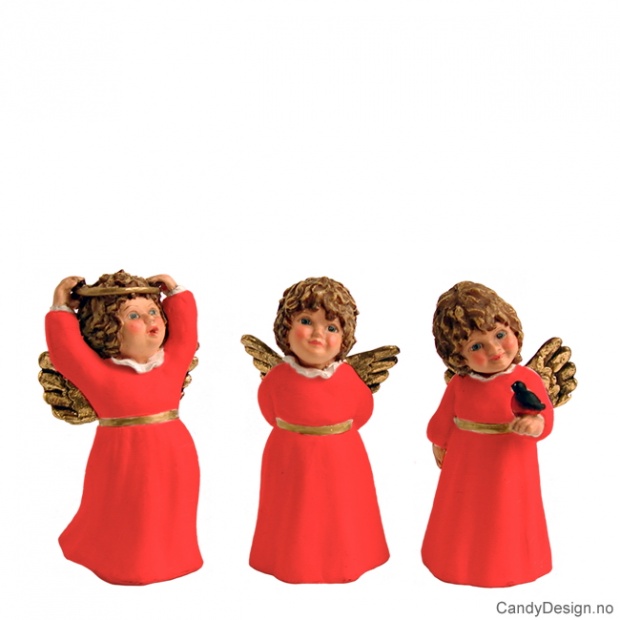 3 Små engler med ring, fugl m.m.