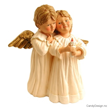 Stort romantisk englepar stearinlys