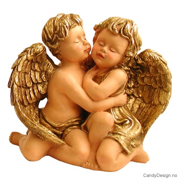 Sittende englepar i farger