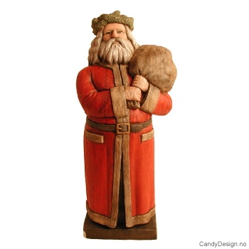 Nisse skulptur i woodstyle med farger