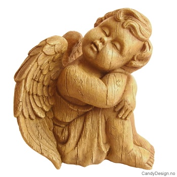 Sittende engel woodstyle i antikk