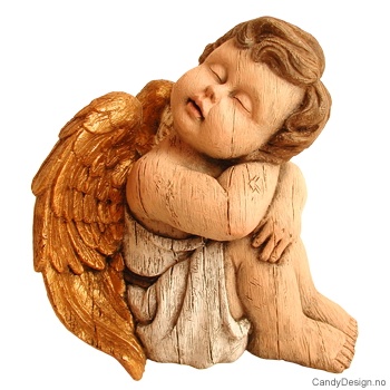 Sittende engel woodstyle i farger