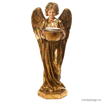 Stor stående engel med lysholder