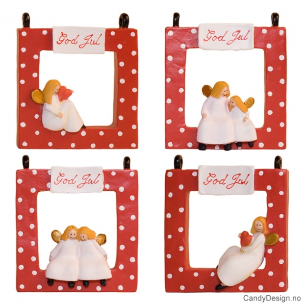 Engler i vindu - røde