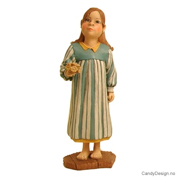 Pike i blå og hvitstripete kjole