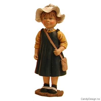 Pike i blått og gult med hatt