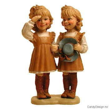 Tvillinger med hatt med hattebånd - Hvit med brunt